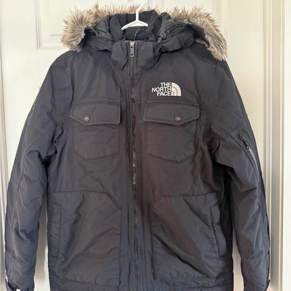 The North Face Men's Black Puffer Jacket with Fur Hood